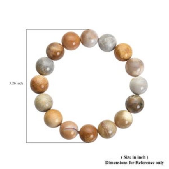 Fossil Coral 12-14mm Beaded Stretch Bracelet 269.00 ctw - Picture 3 of 4